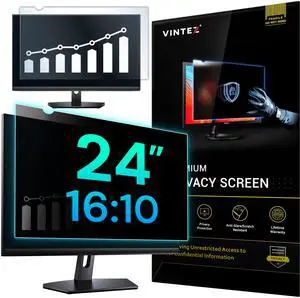 VINTEZ 24 Inch 16:10 Privacy Screen for Computer Monitor and Laptop - Anti Glare Protector Film Blue Light Filter Eye Protection - Computer Screen Privacy Shield, [1 Pack]