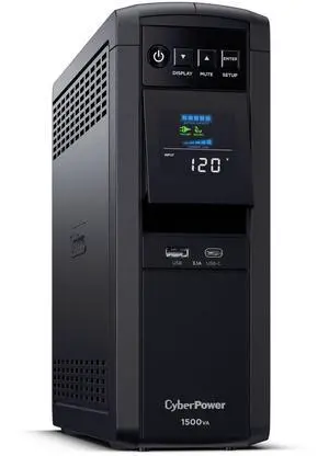 CyberPower CP1500PFCLCD PFC Sinewave UPS Battery Backup and Surge Protector, 1500VA/1000W, 12 Outlets, AVR, Mini Tower; UL Certified