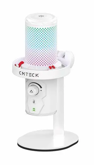 CMTECK USB Microphone for PC Gaming, Condenser Gaming Microphone with Quick Mute, RGB Indicator, Plug and Play, Desk Podcast Mic for Studio Recording, YouTube, Streaming, Compatible with PS4/5/PC