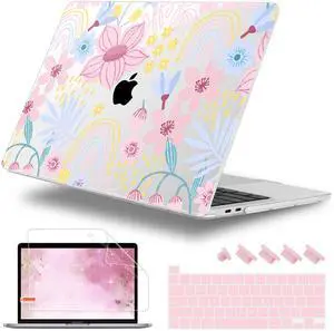 Lepeoac for MacBook Pro 16 inch Case 2019 2020 Release Model A2141, Plastic Hard Shell Cover with Keyboard Cover & Screen Protector for MacBook Pro 16 inch with Touch Bar & Touch ID, Florals