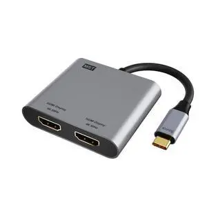 Anehmeta USB C to Dual HDMI Adapter 4K@60hz, Type C to HDMI Splitter for Dual Monitors, USB C Hub Extend Display for MacBook Air/Pro, XPS, More Laptops with Thunderbolt 3/4 Ports