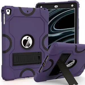 ZoneFoker Case for iPad 6th/5th Gen (9.7 Inch, 2018/2017 Model), iPad Air 2 / 1st Gen, iPad Pro 9.7 (2016), Heavy Duty Shockproof Rugged Protective Case - Deep Purple