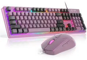 MageGee Gaming Keyboard and Mouse Combo, K1 RGB LED Backlit Keyboard with 104 Key Computer PC Gaming Keyboard for PC/Laptop (Blackcurrant)