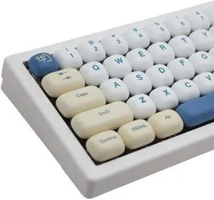 Cmokifuly Soymilk Keycaps MOG Profile Custom Round Keycap for Mechanical Keyboard,140 Keys Set PBT Dye Sublimation Cute Keycaps (Soymilk)