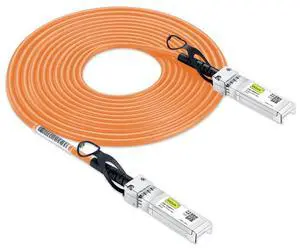 10Gtek [Orange Colored 10G SFP+ DAC Cable - Twinax SFP Cable for Cisco SFP-H10GB-CU5M, Ubiquiti UniFi, D-Link, Supermicro, Netgear, Mikrotik, Fortinet, 5-Meter(16.4ft)