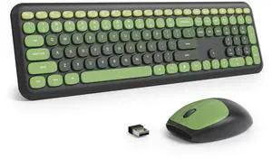 Surmen Dark Green Keyboard and Mouse Wireless Quiet, Full-Size Girly Cute Keyboard Mouse Retro Typewriter Low-Noise 2.4GHz for Computer, Desktop, Laptop (6-Black Green) Surmen Dark Green Keyboard and Mouse Wireless Quiet, Full-Size Girly Cute Keyboard Mouse Retro Typewriter Low-Noise 2.4GHz for Computer, Desktop, Laptop (6-Black Green)