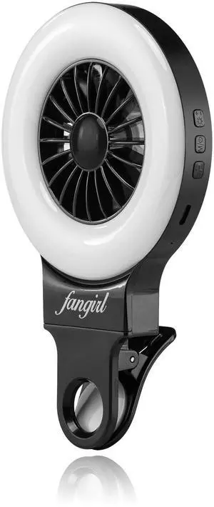 Fangirl by Remi: 2-in-1 Clip on Phone Fan and Selfie Ring Light (Black)
