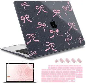 May Chen Compatible with MacBook Air 13 inch Case 2021, 2020 2019 2018 Release Model: M1 A2337 A2179 A1932, Plastic Hard Shell Case Cover for Macbook Air 13 inch with Retina Dispaly, Black Glitter Bow