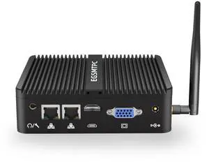 EGSMTPC Fanless Mini PC, Industrial PC Intel N100, 8GB RAM, 256GB SSD, Dual Display (4K HD + VGA), 2 RS232 COM, Dual Gigabit Ethernet, WiFi, BT, Mini Computer Win 11