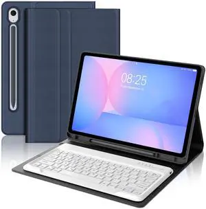 for Samsung Galaxy Tab S10 FE+ Plus 13.1'' 2025 Case with Keyboard, Detachable Keyboard Case for Galaxy Tablet S10FE+ 13.1in with S Pen Holder, Smart Cover Keypad for Samsung Tab S10FE Plus, Navy Blue