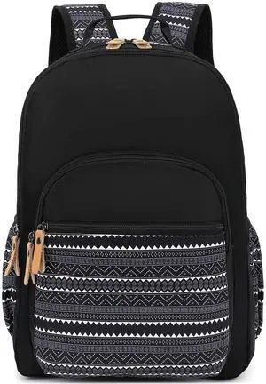 H HIKKER-LINK Travel Backpack for Women Laptop Backpack Water Resistant College Stylish Backpacks Dapack Shoulder Carry On Bag Geometry Black