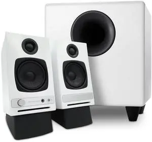 Audioengine A2 HD White Home Music System with S8 White Subwoofer and DS1 Stands
