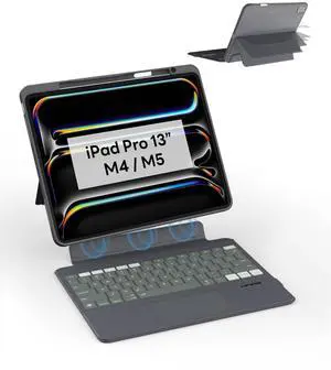 EIP Keyboard Case for iPad Pro 13 inch M5 (2025) / M4, Magnetic Detachable Keyboard with Patented Stylus Shortcuts, Adjustable Stand, Seven-Color Backlit [Not for Pro 12.9 3-6th] [Not for Air 13].