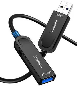 huaham USB 3.1 Extension Cable 50FT, 10Gbps USB Type A Male to Female Fiber Optic, 5V2A/10W Power Extender Cord, USB C Cable Compatible with PlayStation/Displayer/Webcams/Printer/Xbox/Harddisk/VR