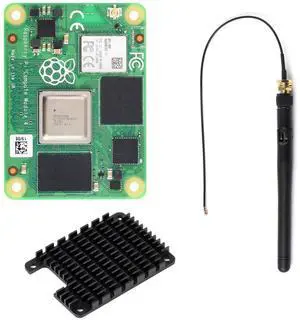 Waveshare Pi Compute Module 4 Comes with an Official Raspberry Pi CM4102016 (with Wireless, 2GB RAM, 16GB eMMC Flash), an Antenna Kit and a HEATSINK. (3 Items)