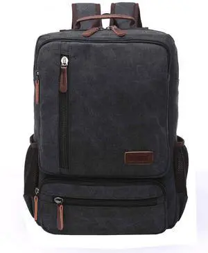 Jahomieo Vintage Canvas Backpack, Resistant Hiking Camping Rucksack Casual Daypack Backpacks for Men&Women Fits 15.6 Laptop