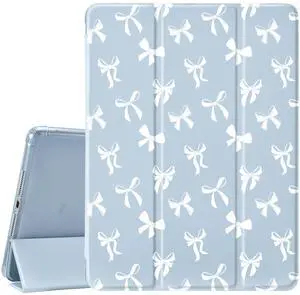 Idocolors Cute Bowknot Pad Case for 10.9 Inch iPad Air 4 2020/iPad Air 5 2022, Clear TPU Smart Stand Back Cover with Pencil Holder, Auto Wake/Sleep Foldable Shockproof Protective Case