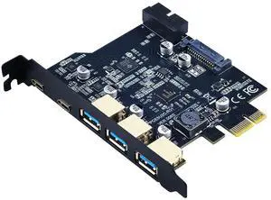 PCIe to USB 3.2 Gen 1 Card, PCI Express Internal USB Hub Converter with 19 Pin Connector Type A Type C 5 Port Expansion Adapter Card for D720201 Controller PCIe to USB 3.2 Gen 1 Card, PCI Express Internal USB Hub Converter with 19 Pin Connector Type A Type C 5 Port Expansion Adapter Card for D720201 Controller