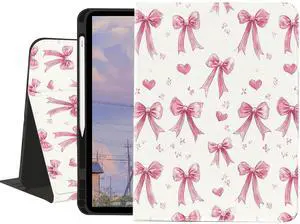 JOYLAND Cute Girly Bow Case for iPad Air 13" (M3) 2025/ (M2) 2024/iPad Pro 12.9" 2022/2021,Textured Folio Case with Pencil Holder Multi-Angle View Adjustable Stand Auto Wake/Sleep