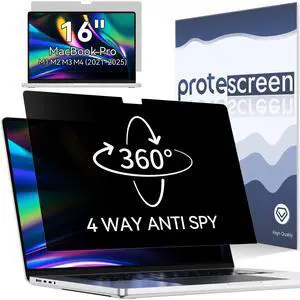 360° Privacy Screen for MacBook Pro 16 Inch (2021-2024, M1, M2, M3, M4), 4 Way Privacy Anti Glare Blue Light Filter Shield Film Anti Spy Laptop Protector for Mac 16.2In Computer