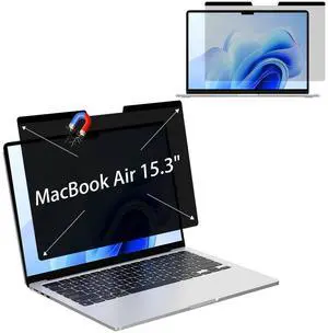 MUBUY-GOL Magnetic Privacy Screen Protector for MacBook Air 15.3 inch (2023-2025, M2, M3, M4) 360° Anti-Spy, Anti-Glare, Anti-Blue Light Protection, Enhanced Screen Clarity & Scratch Guard