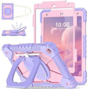 WESOROL Case for iPad 9th Generation 10.2 Inch Tablet Case Military Grade Shockproof Cover for iPad 9th/8th/7th Gen Cases with Rotating Stand Screen Protector Pencil Holder,Purple Rose
