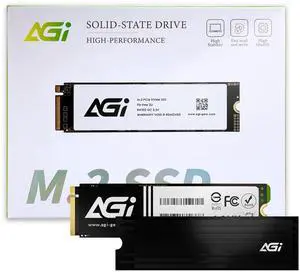 AGI 2TB SSD, AI828 PCIe NVMe 4.0 M.2 2280 Gen4x4 with Heat Sink, Read up to 7400MB/s, Work with PS5, 3D NAND Internal Solid State Drive - AGI2T0G44AI828