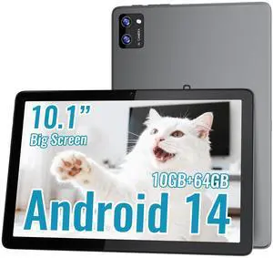 DigiLand 10.1" HD Touchscreen Electronics Tablet, Android 14, Octa-core Processor, 10GB RAM + 64GB ROM, Dual Cameras, 6000mAh Battery, Ideal for Office and Study (Grey)