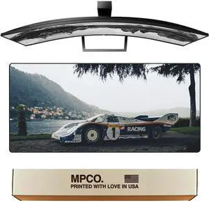 MPCO. Racing Series Large Gaming Desk Pad - 36" x 17" Duraglyde Fabric Porsche-956 Desk Mats - Non-Slip, Washable, Smooth Glide for Precision Gaming & Work