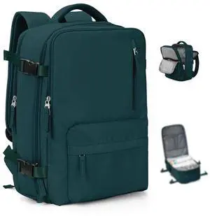 VGCUB Large Travel Backpack with Vacuum System Carry on Personal Item Storage Compression Seal Bags for Clothing with Pump Work Business Vacpack Laptop Backpack for Women Men Peacock Blue