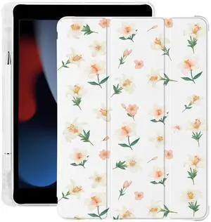BlHMCASE Cute Flower Floral for iPad Air 11 Inch Case 7th/6th Generation (M3/M2) 2025/2024 with Pencil Holder, Auto Sleep/Wake, Leather Soft TPU Back Cover