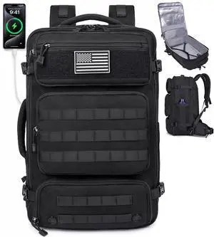 MOZETO Travel Backpack for Men 40L TSA Approved Carry On Backpack with USB Charging Port Durable Water-resistant Convertible Duffle Luggage Bag Large Weekender Bag Daypack Fits 17.3 Inch Laptop