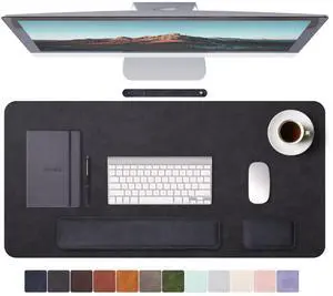 RENMTURE Large Mouse Pad and Keyboard Wrist Rest, Desk Pad for Keyboard and Mouse, Large Gaming Mouse Pad with Wrist Support, Desk Mat for Work and Gaming (Black)