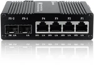ENIANHUA Industrial 6 Port Umanaged Ethernet Switch, Network Switch, 4 Port RJ45 10/100/1000BASE-T+2 Gigabit SFP Slot 1000Base-X, Plug & Play, Din Rail or Wall Mount, AC 110V~220V Wide Voltage Input