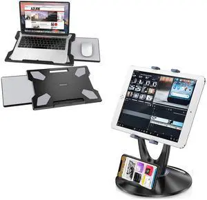 DeskLogics Tablet Stand for Desk + Portable Lap Desk with Mouse Pad (TS-8B + LD-6B)