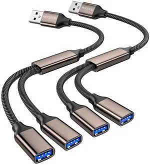 MOGOOD USB Splitter 1 in 2 Out,USB 3.0 Splitter Y Cable,Dual USB Port Extender Hub USB Male to Two Female Extension Cord Multi Port USB Extension Splitter Data Charging Split for Car,PC,TV,Laptop