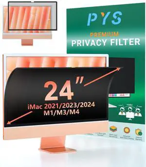 PYS Privacy Screen for iMac 24 Inch 2021/2023/2024 (M1/M3/M4 chip), Reusable & Removable, Privacy Filter for iMac All-in-One Desktop Computer and Anti-Glare Protector