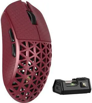 MAMBASNAKE M5 Ultra Carbon Fiber 8KHz Wireless Gaming Mouse,PAW3950MAX Sensor 42K DPI,39g Superlight Tri-Mode 2.4GHz/BT/Wired Computer Mice,Web Driver Support,for Win/Mac/FPS/MOBA/Esports-Red (B)