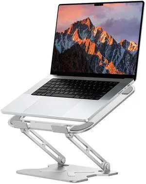 JCZT Adjustable Laptop Stand for Desk, Portable Laptop Riser Holder Foldable, Metal Ergonomic Computer Notebook Stand Holder for MacBook Air Pro, Dell, HP 10-16'' Silver