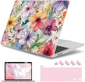 May Chen Case for MacBook Pro 13 inch M2 2023,2022,2021,2020 A2338 M1 A2251 A2289, Plastic Hard Shell Cover for MacBook Pro 13" with Touch Bar Fits Touch ID, Abstract Florals