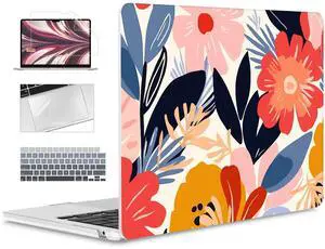 ICEKEE Compatible with M4 MacBook Air 15 inch A3241 Case 2025 Fits 2024 2023 Release A3114 M3 A2941 M2 with Retina Display,Printed Plastic Hard Case for MacBook Air 15.3", Abstract Flower P371