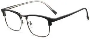 Cyxus 99% Blue Light Glasses Men, TR90 Acetate Sqaure Semi-rimless Browline Frame Computer Gaming 8216