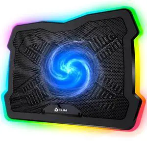 KLIM Ultimate - RGB Laptop Cooling Pad with LED Rim - New - Gaming Laptop Cooler - USB Powered Fan - Very Stable and Silent Laptop Stand - Compatible up to 17" - PC Mac PS5 PS4 Xbox One