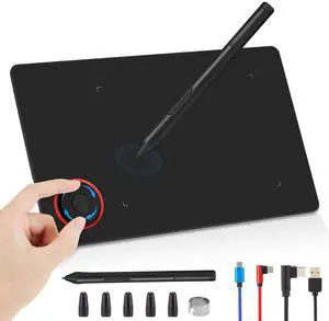 IMAGE Portable Graphics Drawing Tablet 8.9 * 5.3 Inch with 8192 Levels Battery-Free Pen and 1 Magic Circle 4 Hot Keys, Compatible with Windows/Mac/Android for Painting, Design & Online Teaching