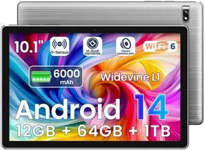 Tablet 10.1 Inch Android 14 Tablet Octa-Core, 12GB RAM+64GB ROM 1TB Expand, 2+8MP Camera, BT5, Tablets PC 2.4/5G WiFi 6,1080 IPS FHD Screen, Tablets Android Gifts for Men Women