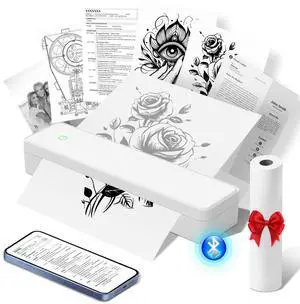 yanxio Portable Printer, Portable Printers Wireless for Travel, Inkless-Thermal-Small-Printer, Support A4&A5 & 8.5 x 11inch Thermal Papers, Support iOS, Android, Windows