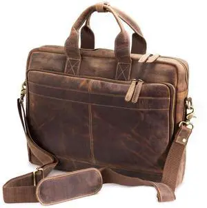 Leather Messenger Bag for Men  16 Inch Laptop Case, Office Briefcase, Computer Satchel for Laptops, Vintage Leather Carryall for Work or Travel