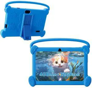 DIGITHINK Kids Tablet 7 inch 3-9 with Protective Case, 4GB(2GB+2GB Expand) RAM 32GB ROM, Toddler Tablets, Andriod Educational Learning Device,Prarent Control, Netflix,YouTube,aiwawa apps (Blue)