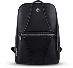 Hammonds Flycher Genuine Leather Travel Backpack for Men and Women, Stylish Travel Bag, 14" Laptop Bag, Durable & Spacious Laptop Backpack for Daily & Business Use - Black