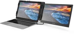 BQAA 13.3'' P1 Plus Portable Dual Monitor for Laptop, Laptop Screen Extender Dual Monitor Extender, FHD 1080P IPS Mobile Display 2 Type-C/HDMI for Windows Mac 13.3''-16.5'' Notebook Computer